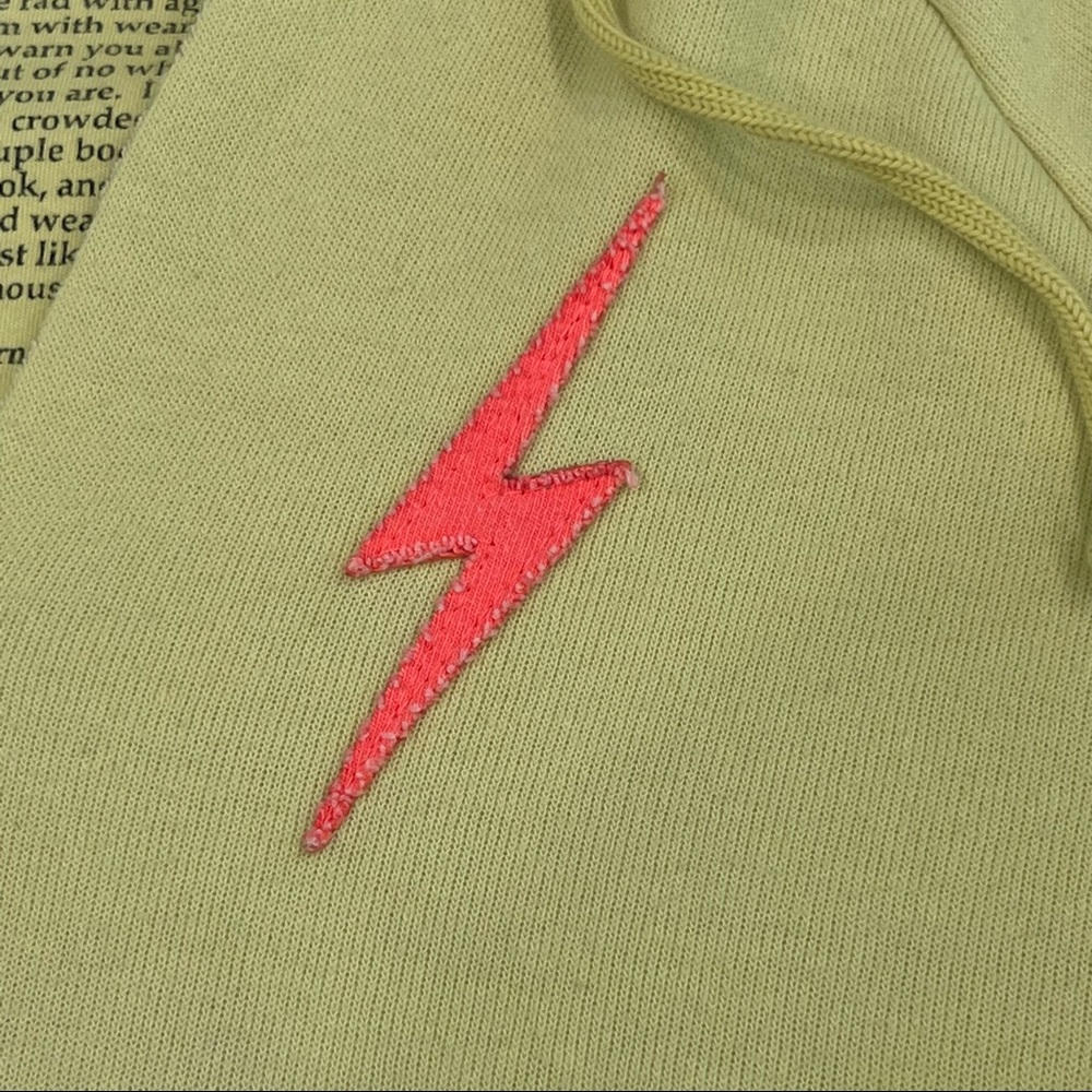 Aviator Nation Bolt Stitch Chevron Crop Hoodie Sweatshirt Top Women’s XS Yellow - Picture 3 of 7